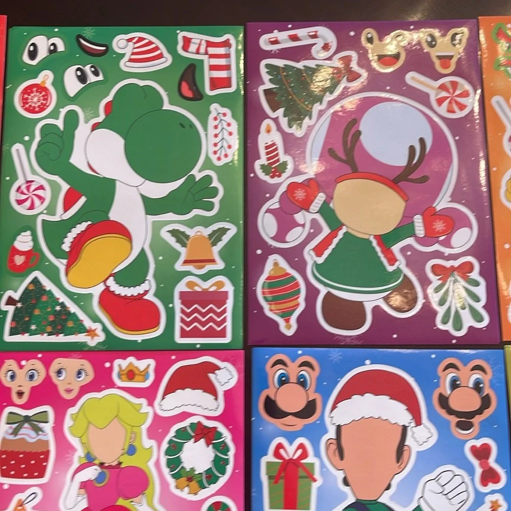 NIP 32 sheets Super Mario Christmas make a face craft activities sticker sheets